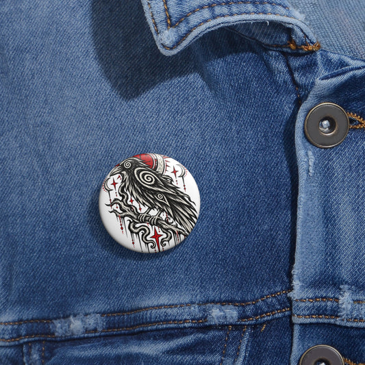 Karma Crow Raven Pin Button — Gothic Crow Badge