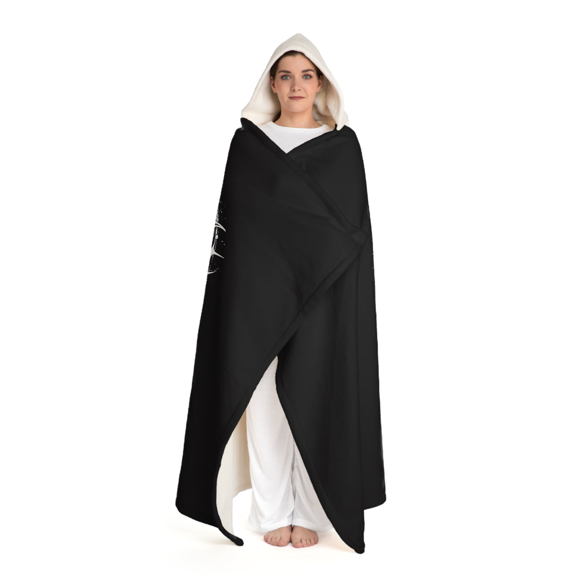 Hooded Sherpa Blanket – Black Celestial Fleece Hooded Throw