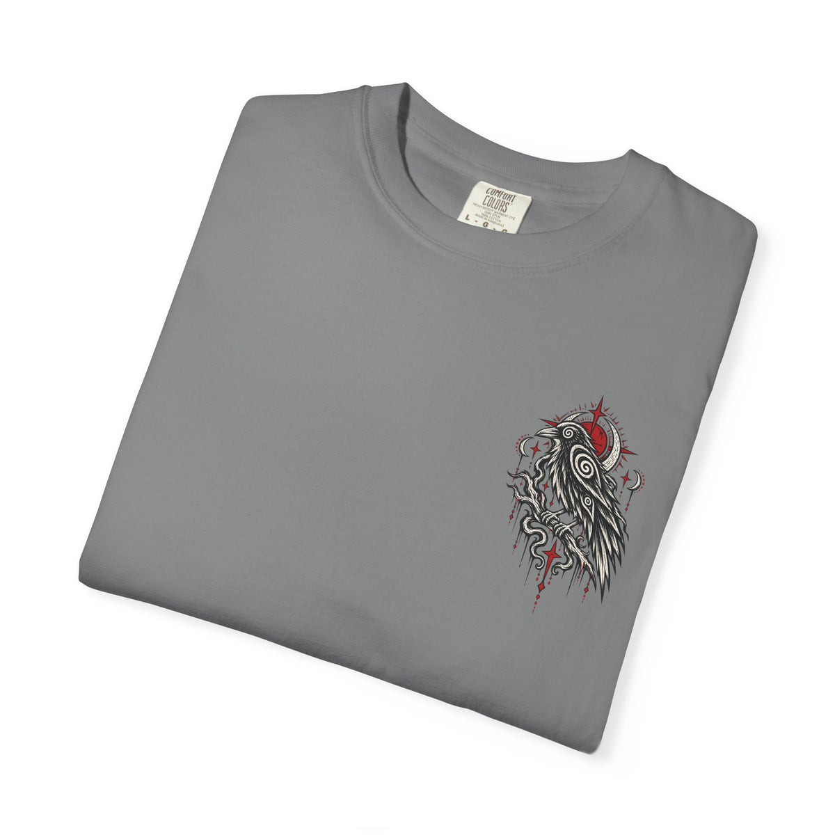 Raven Skull Graphic T-Shirt — Gothic Crow Illustration Tee