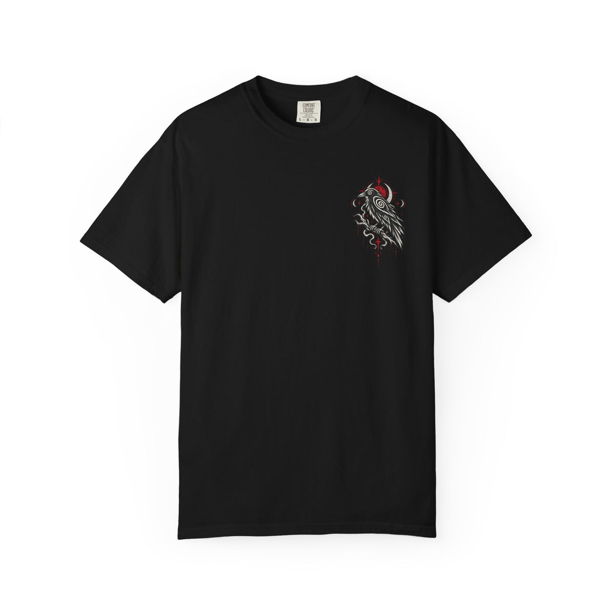 Raven Skull Graphic T-Shirt — Gothic Crow Illustration Tee