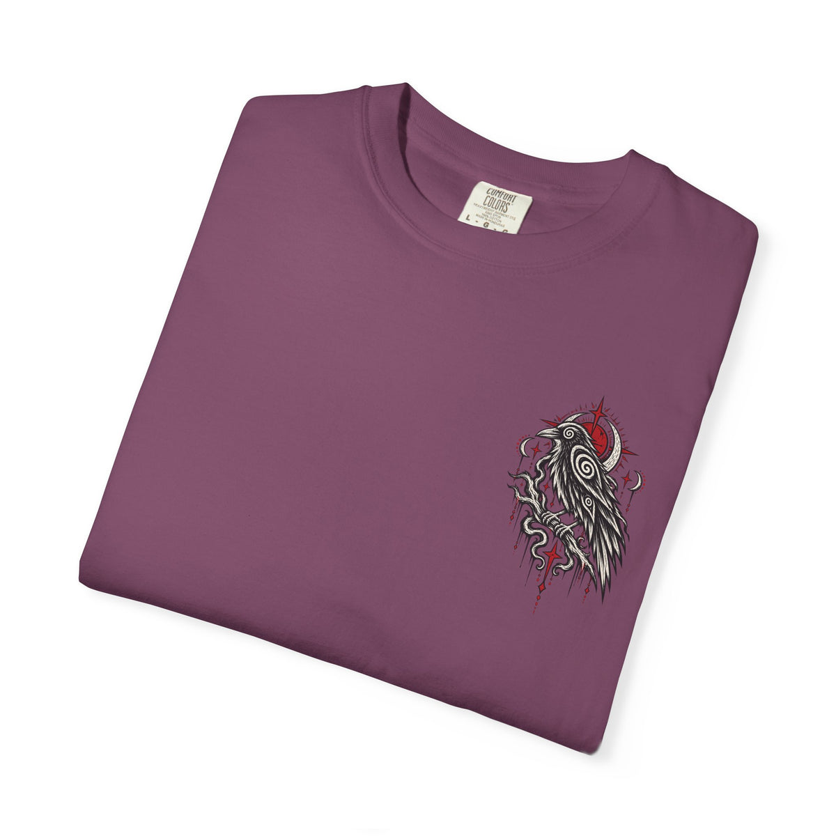Raven Skull Graphic T-Shirt — Gothic Crow Illustration Tee