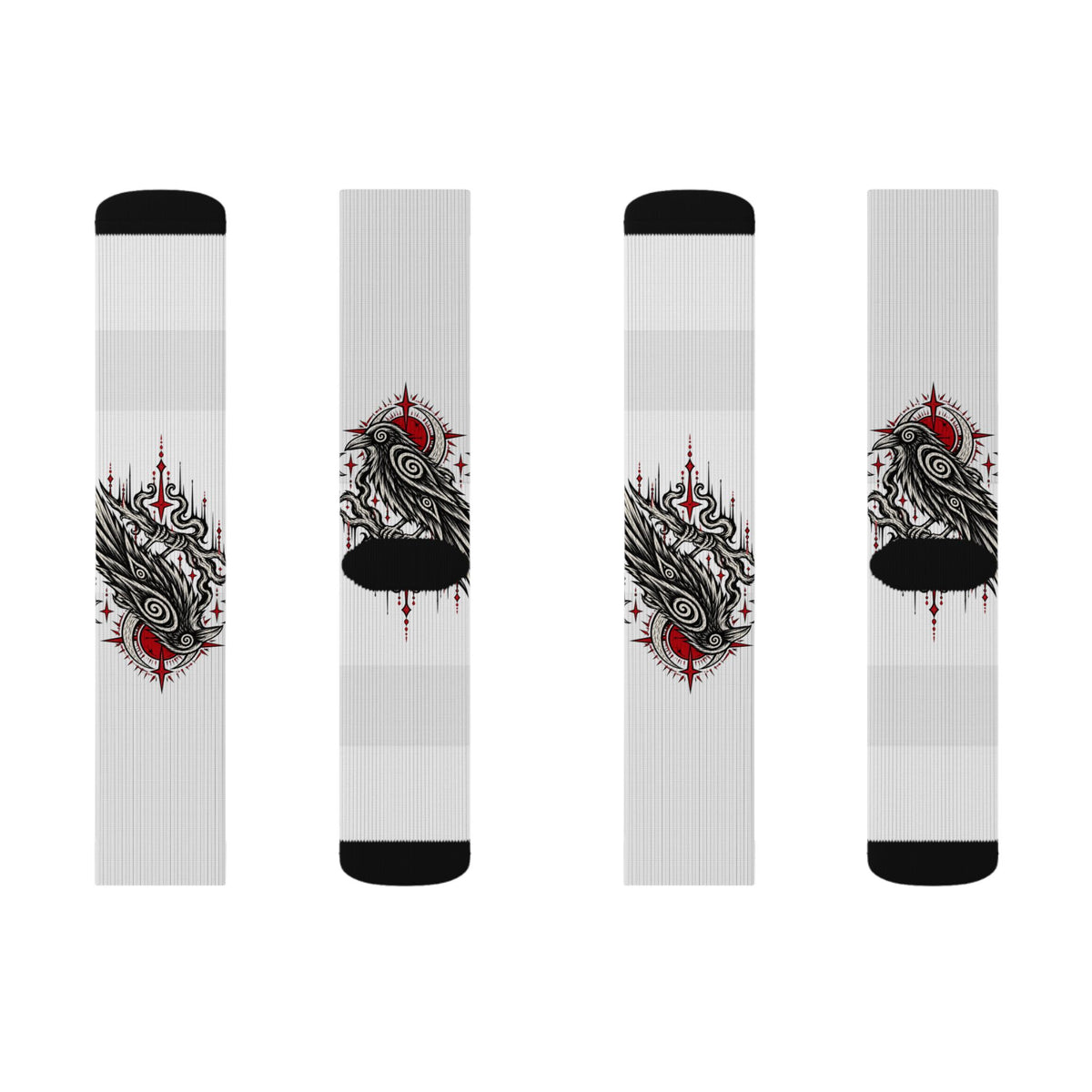 Karma Crow Raven Socks — Gothic Crow Sublimation Crew Socks