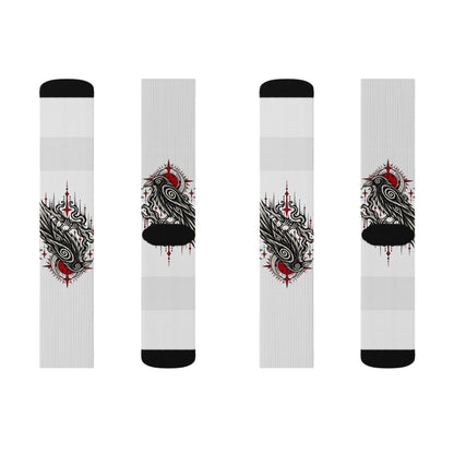 Karma Crow Raven Socks — Gothic Crow Sublimation Crew Socks