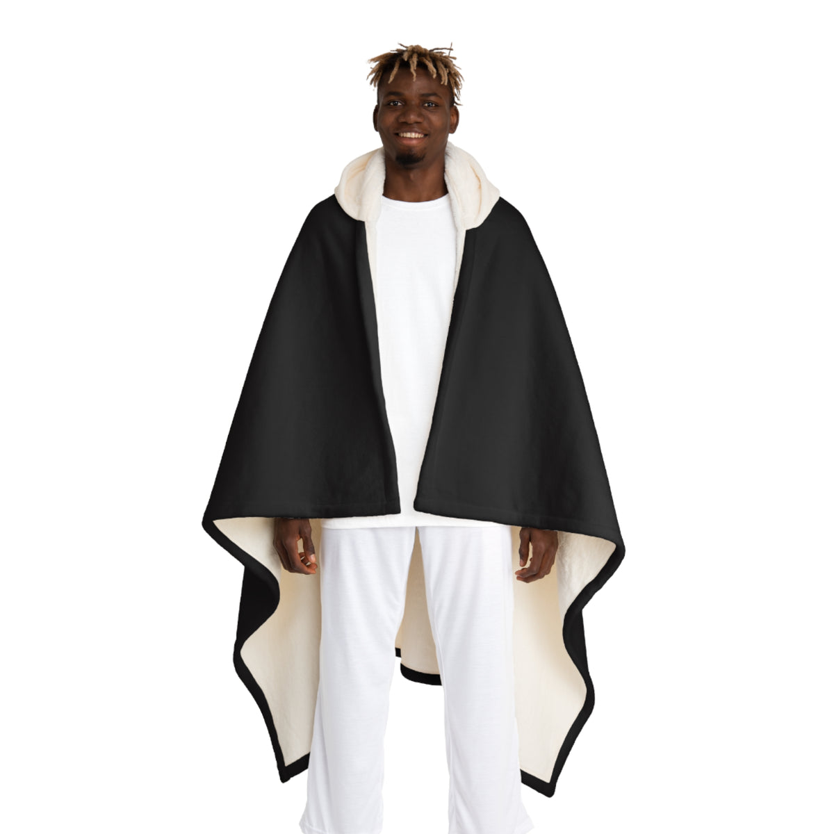 Hooded Sherpa Blanket – Black Celestial Fleece Hooded Throw