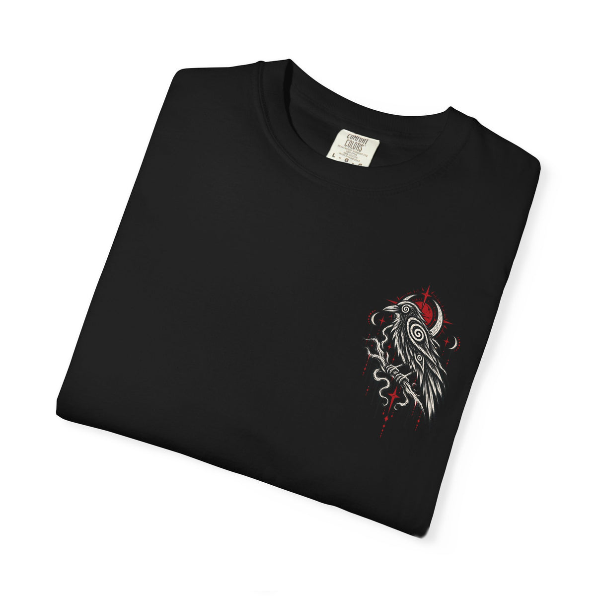 Raven Skull Graphic T-Shirt — Gothic Crow Illustration Tee