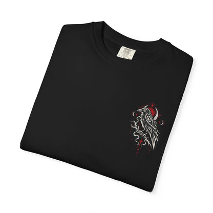 Raven Skull Graphic T-Shirt — Gothic Crow Illustration Tee