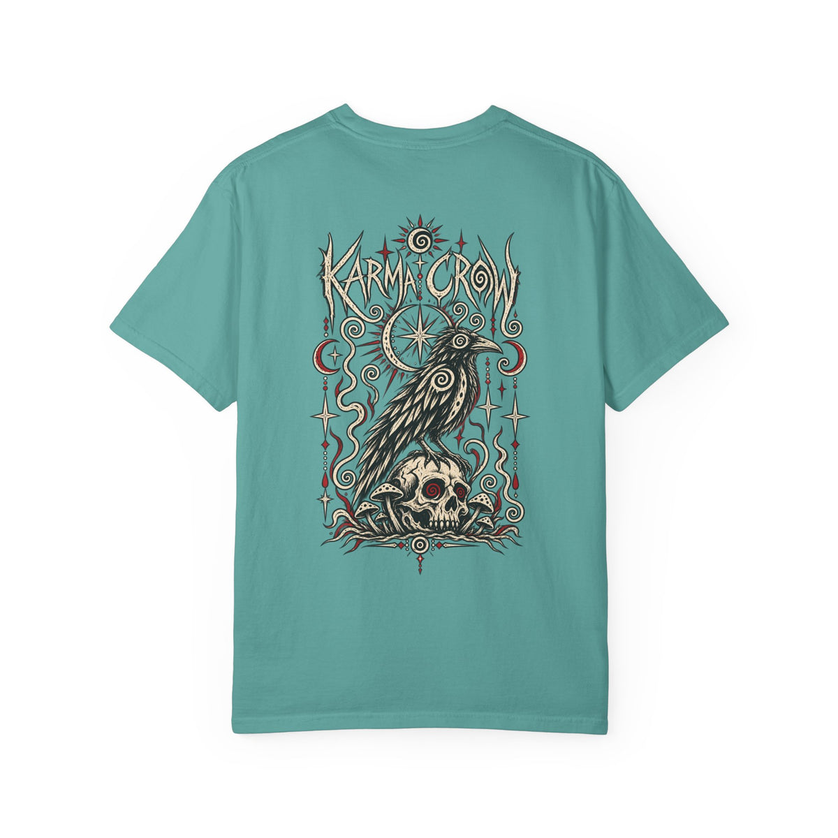 Raven Skull Graphic T-Shirt — Gothic Crow Illustration Tee