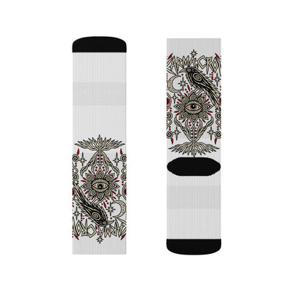 Karma Crow Mystical Eye Socks — Occult Raven Crew Socks