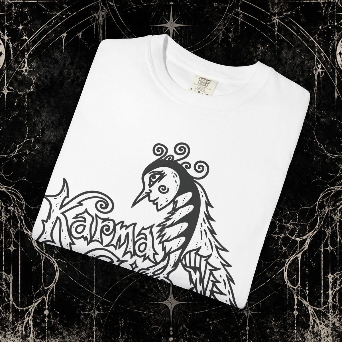 Karma Crow Graphic T-Shirt — Gothic Crow Illustration Tee
