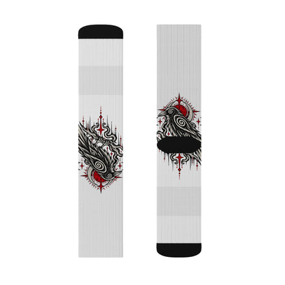 Karma Crow Raven Socks — Gothic Crow Sublimation Crew Socks