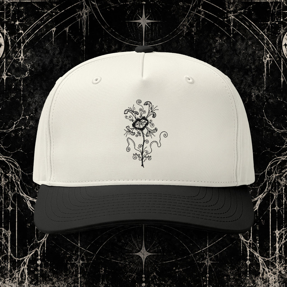 Embroidered Vintage Rose Two-Tone Cap