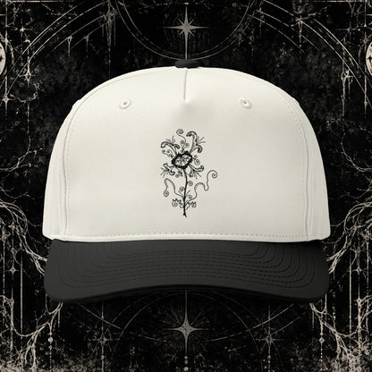 Embroidered Vintage Rose Two-Tone Cap