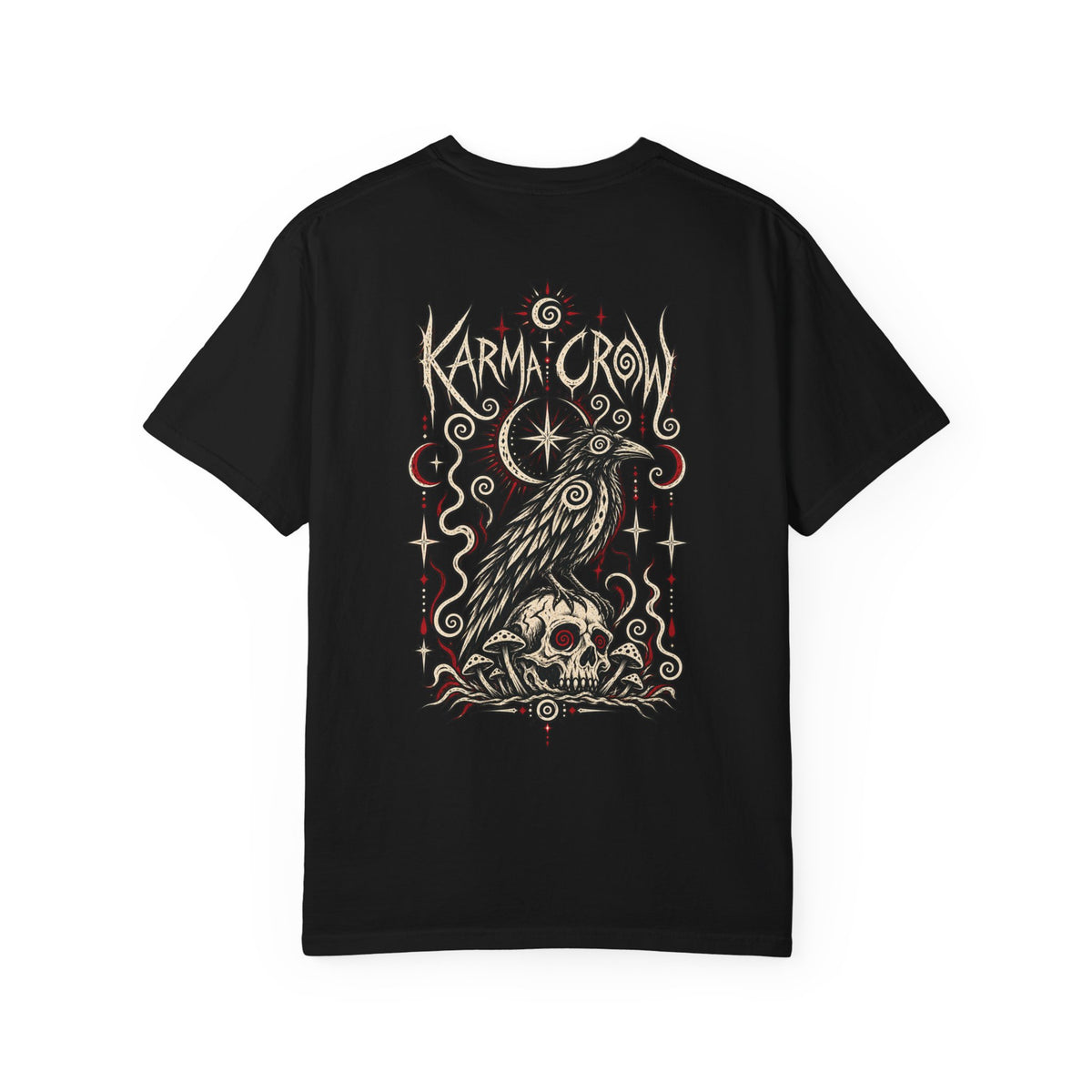 Raven Skull Graphic T-Shirt — Gothic Crow Illustration Tee