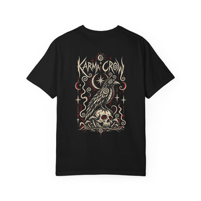 Raven Skull Graphic T-Shirt — Gothic Crow Illustration Tee