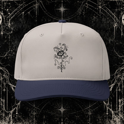 Embroidered Vintage Rose Two-Tone Cap