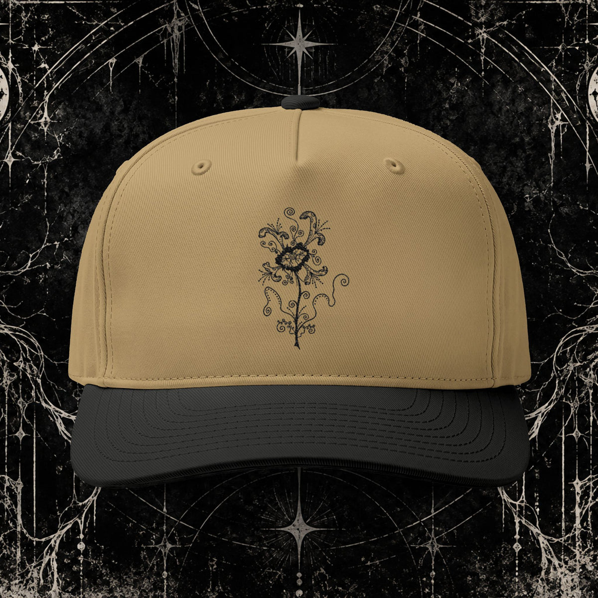 Embroidered Vintage Rose Two-Tone Cap
