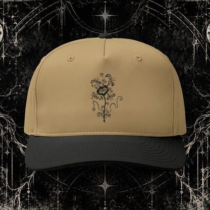 Embroidered Vintage Rose Two-Tone Cap