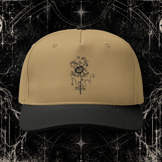 Embroidered Vintage Rose Two-Tone Cap