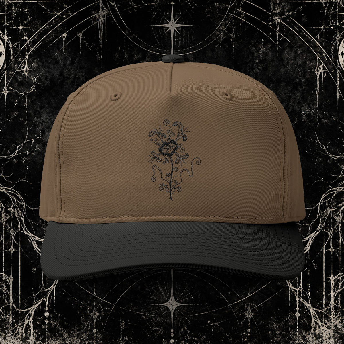 Embroidered Vintage Rose Two-Tone Cap
