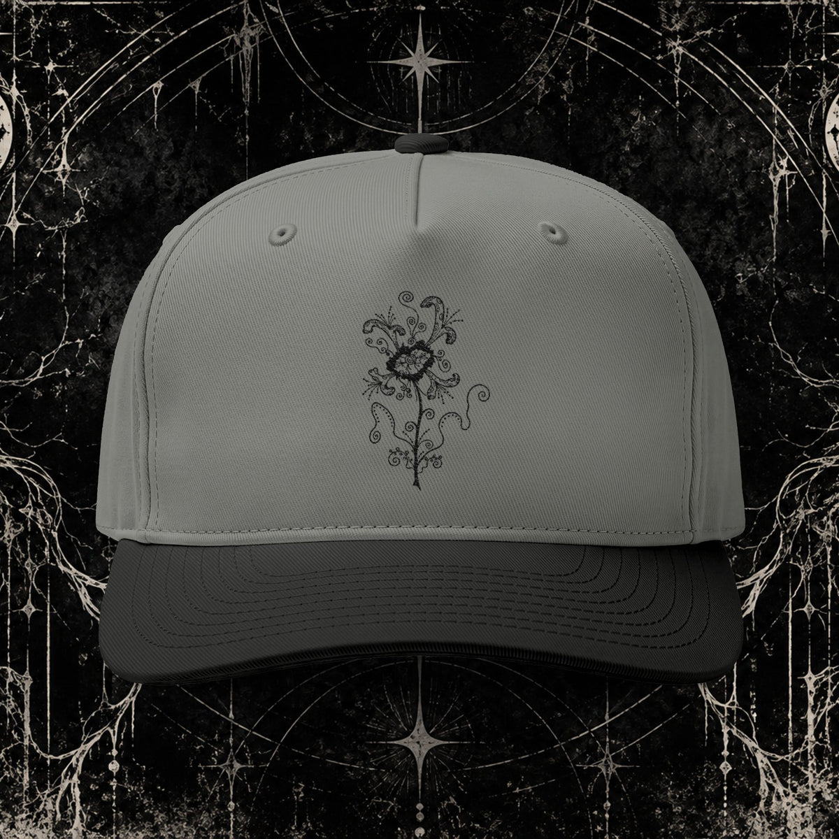 Embroidered Vintage Rose Two-Tone Cap