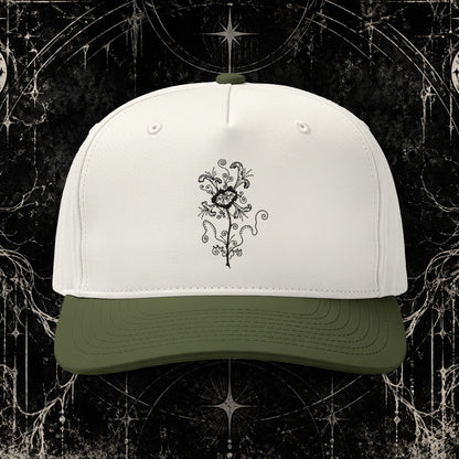 Embroidered Vintage Rose Two-Tone Cap