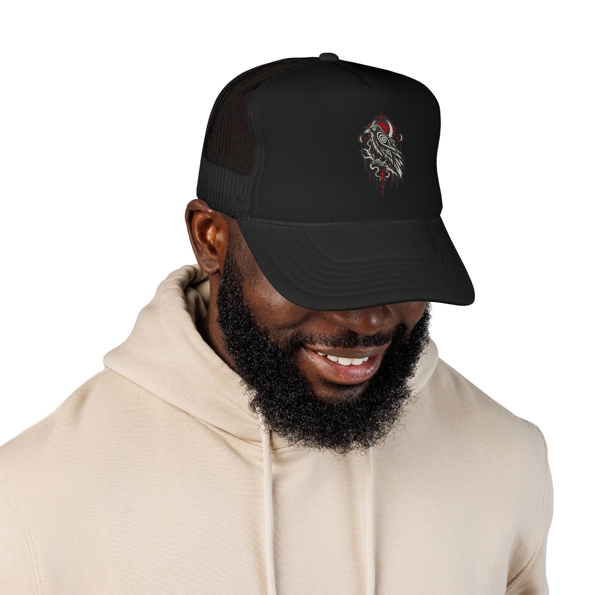 Karma Crow Raven Trucker Hat — Gothic Crow Mesh Cap