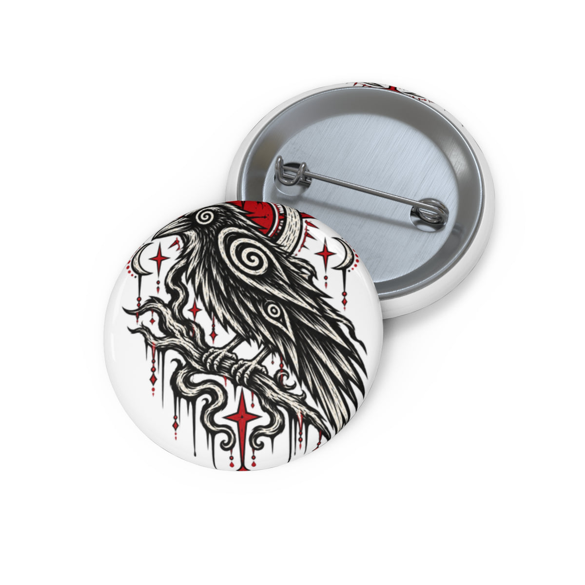Karma Crow Raven Pin Button — Gothic Crow Badge