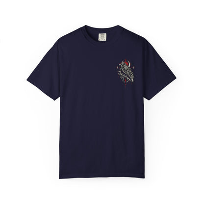 Raven Skull Graphic T-Shirt — Gothic Crow Illustration Tee