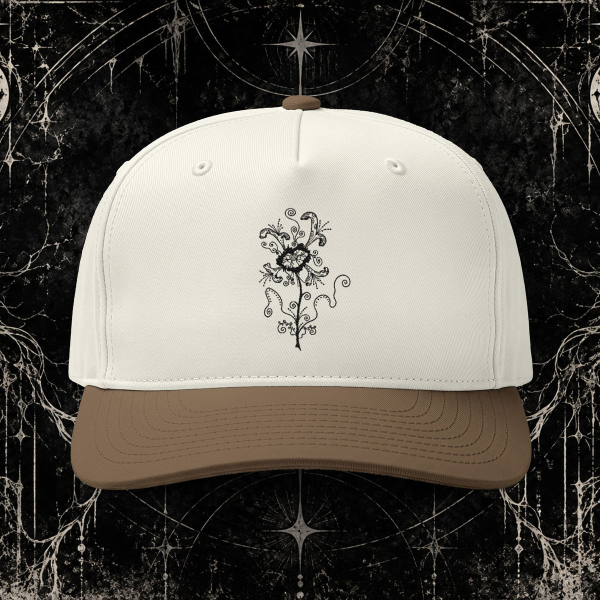 Embroidered Vintage Rose Two-Tone Cap