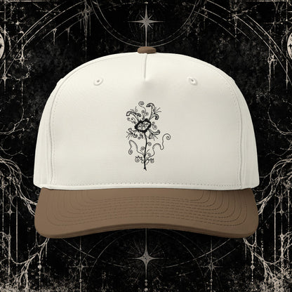 Embroidered Vintage Rose Two-Tone Cap