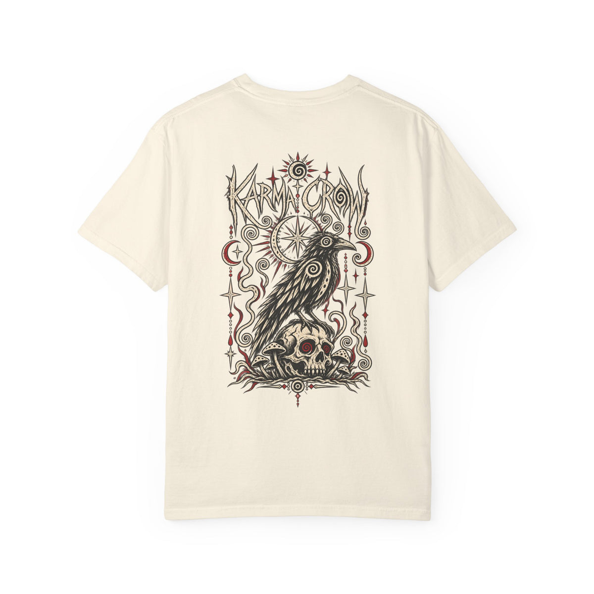 Raven Skull Graphic T-Shirt — Gothic Crow Illustration Tee