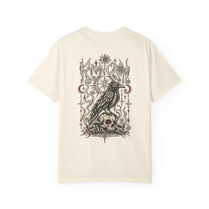 Raven Skull Graphic T-Shirt — Gothic Crow Illustration Tee