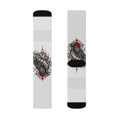 Karma Crow Raven Socks — Gothic Crow Sublimation Crew Socks