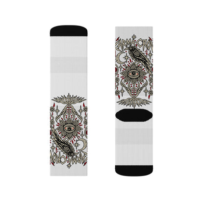 Karma Crow Mystical Eye Socks — Occult Raven Crew Socks