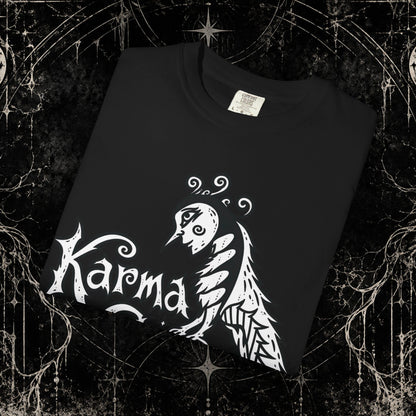 Karma Crow Graphic T-Shirt — Gothic Crow Illustration Tee