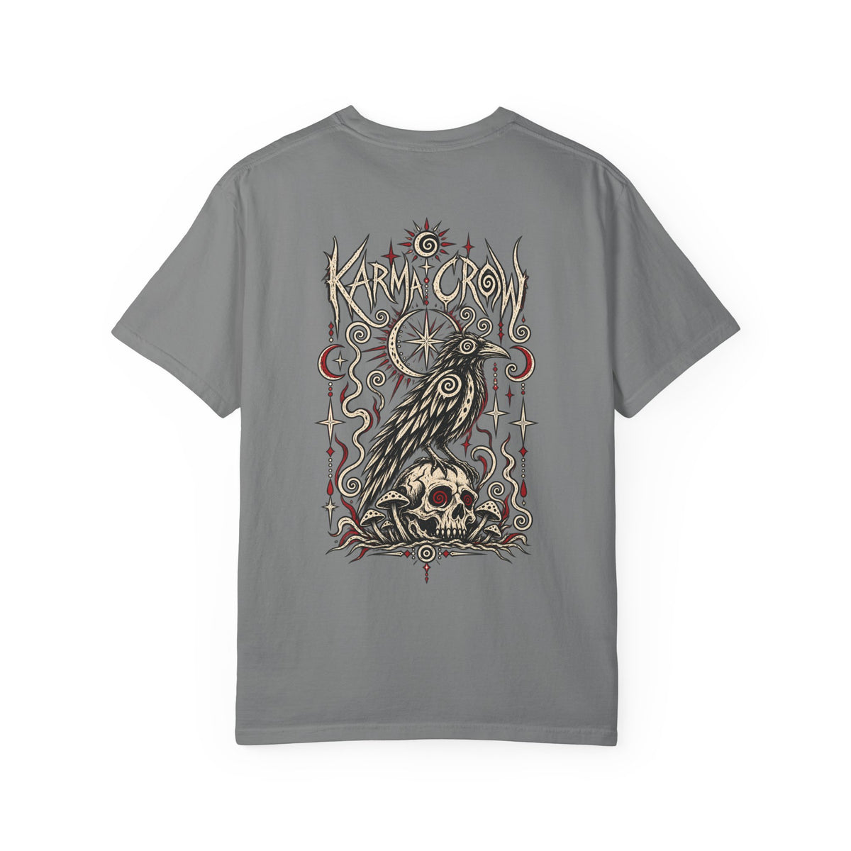 Raven Skull Graphic T-Shirt — Gothic Crow Illustration Tee