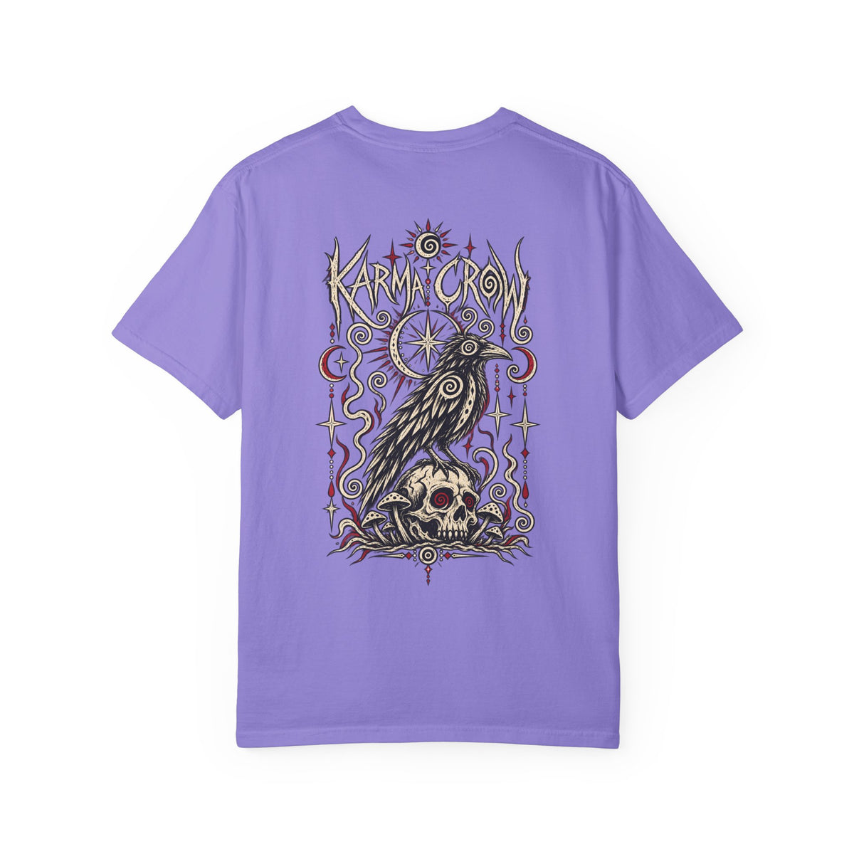 Raven Skull Graphic T-Shirt — Gothic Crow Illustration Tee
