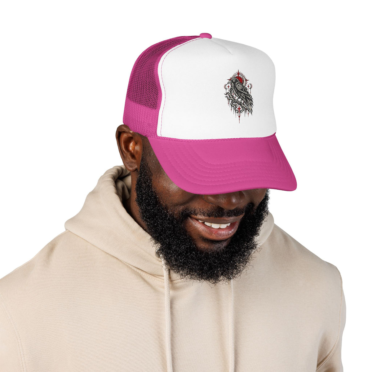 Karma Crow Raven Trucker Hat — Gothic Crow Mesh Cap