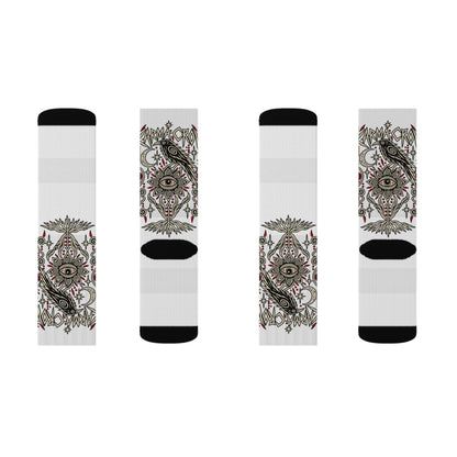 Karma Crow Mystical Eye Socks — Occult Raven Crew Socks