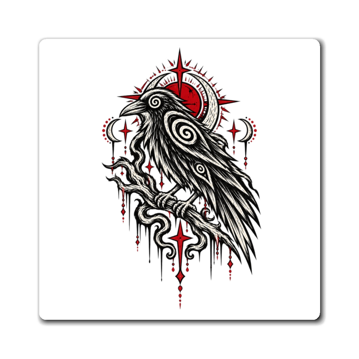 Karma Crow Raven Magnet — Gothic Crow Fridge Art