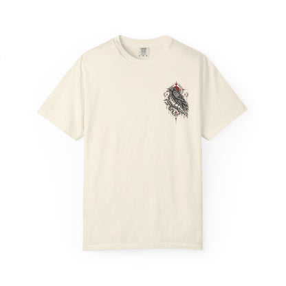 Raven Skull Graphic T-Shirt — Gothic Crow Illustration Tee