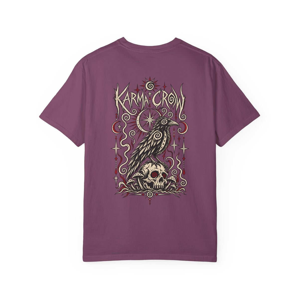 Raven Skull Graphic T-Shirt — Gothic Crow Illustration Tee