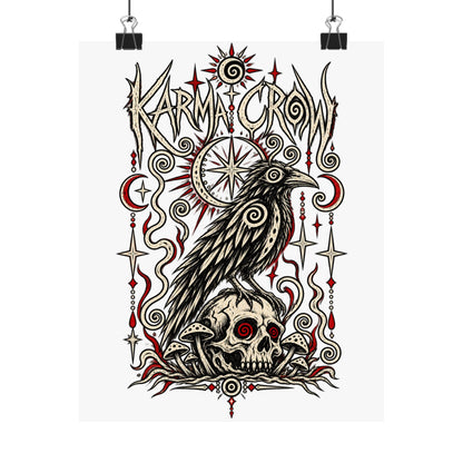 Raven and Skull Gothic Poster — Dark Botanical Art Print