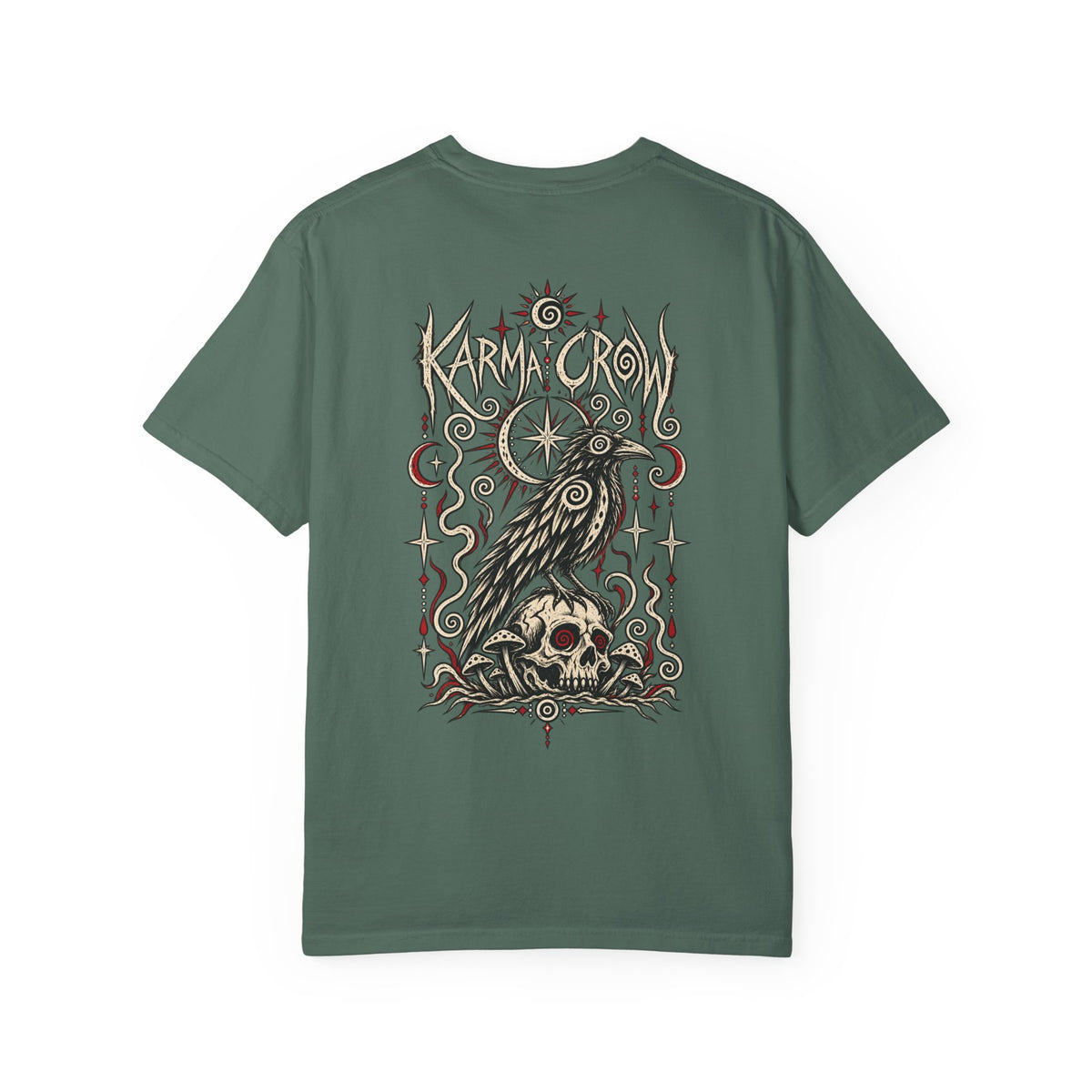 Raven Skull Graphic T-Shirt — Gothic Crow Illustration Tee