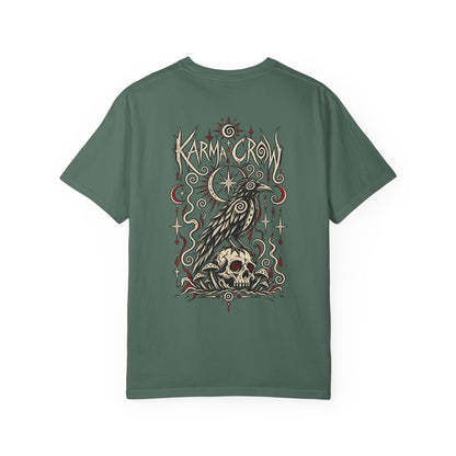 Raven Skull Graphic T-Shirt — Gothic Crow Illustration Tee