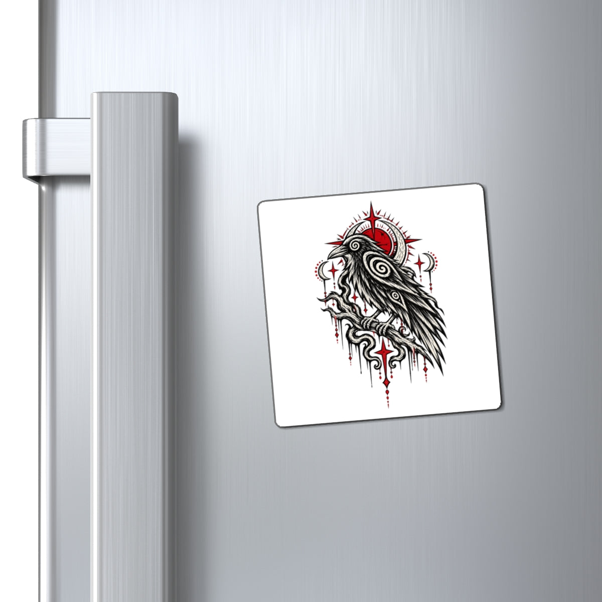 Karma Crow Raven Magnet — Gothic Crow Fridge Art