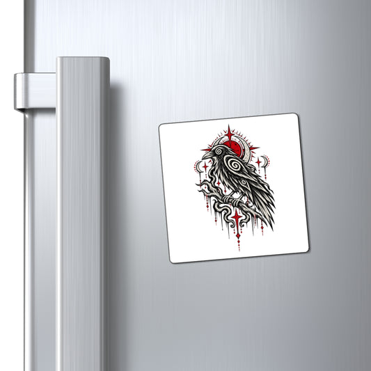 Karma Crow Raven Magnet — Gothic Crow Fridge Art