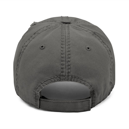 Karma Crow Raven Badge Distressed Dad Hat – Embroidered Gothic Cap