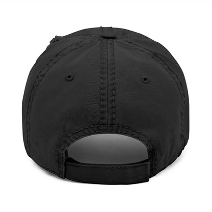 Karma Crow Raven Badge Distressed Dad Hat – Embroidered Gothic Cap