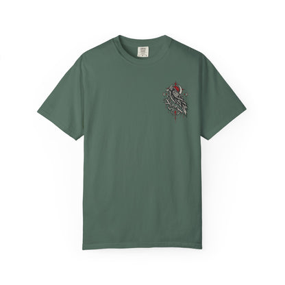 Raven Skull Graphic T-Shirt — Gothic Crow Illustration Tee